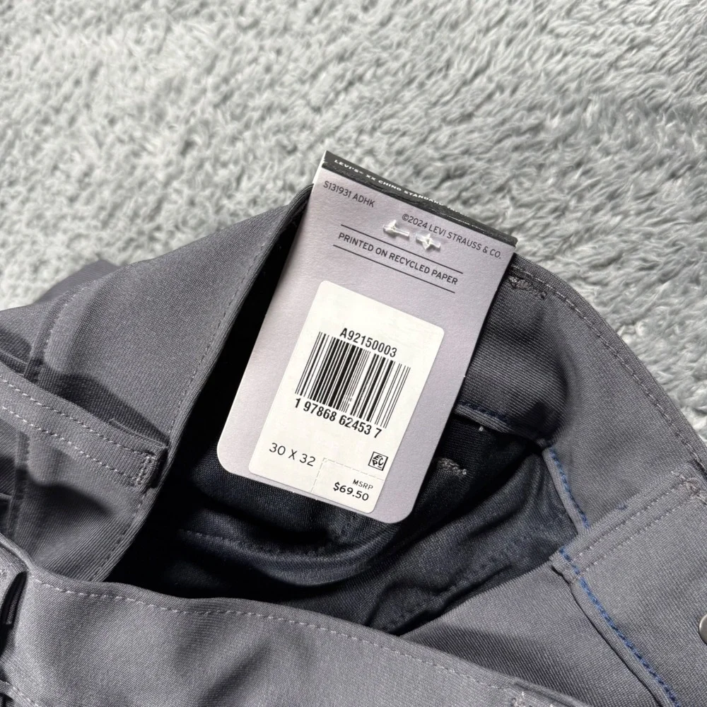 NWT Levis XX Chino Standard Taper Tech Pants Mens 30x32 Grey High Stretch Coolin